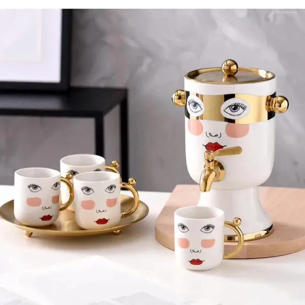 TeAware Setleri Su Sürahi Evinde Çiçek Çiçek Çam Suyu Dispenser Yaratıcı Yüz Maskesi Filtre ile Soğuk Su Isıtıcısı Seramik