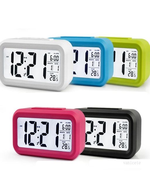 Relógio do relógio Smart Sensor Nightlight Digital Alarm Clock com temperatura Termômetro silencioso a cabeceira despertar Snooze T2I517427061148