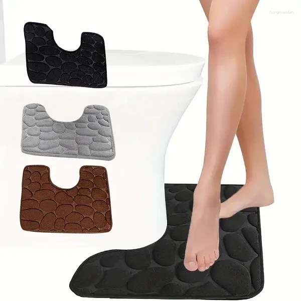 Teppiche U-förmige Toilettenbad Matte Polyester Toiletmat Weiche Anti-Skid-Wasser absorbierende Türmatten Badezimmer Haus Dekoration