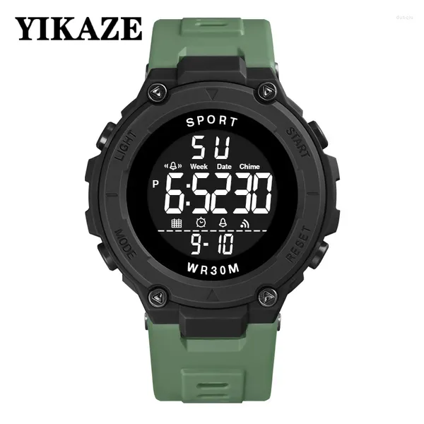 Relógios de punho Yikaze Men's Sports Watch Multifunction LED Digital Outdoor Fitness Sport Sport de pulso Eletrônico Relógio Militar de estudante Relógio