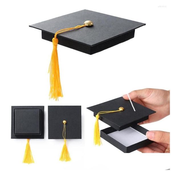 Embrulhar presente Black Graduation Hat Box Packaging de cartões para 2023 S Bacharel Bachar