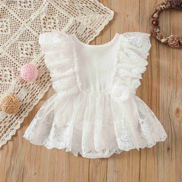 ROMPERS Hörenwind 0-18m Neugeborenes Kind Mädchen Strampler Prinzessin Spitze Rüste Jumpsuit Geburtstagsfeier Hochzeit Kleidung L410