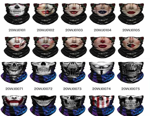 Esportes Headwears Bandana UV Proteção Mágica Lenço Mágico Holloween Skull Face Mask de Multifulção Motifling Motorcycle Ski CS Bandas de cabeça Magic S1888228