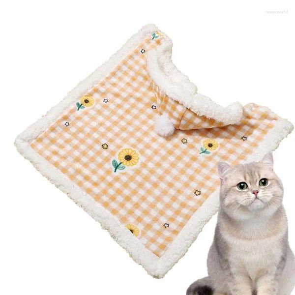 Trajes de gato manto manto de animais de estimação vestível para cães e gatos capa toalha