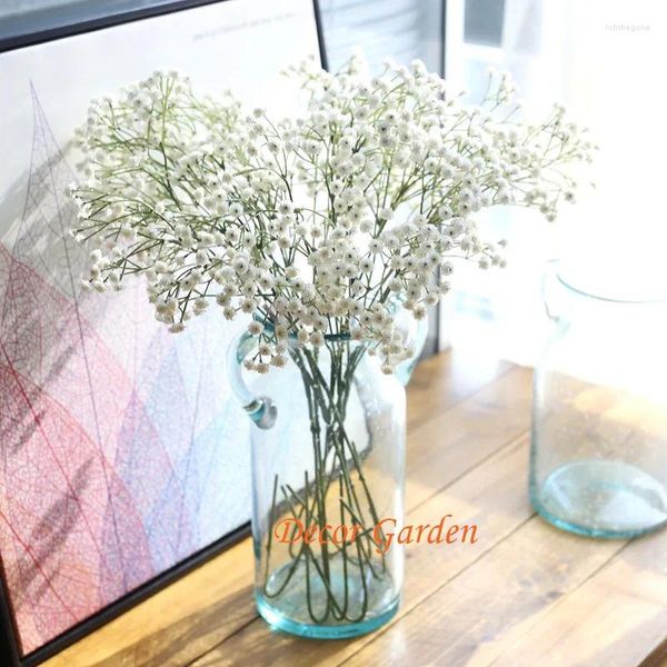 Декоративные цветы 2pcs 5colors Artifical Babysbreath Свадебная пластиковая гипсофила маленький свадебный букет цветок хорошего качества Flores