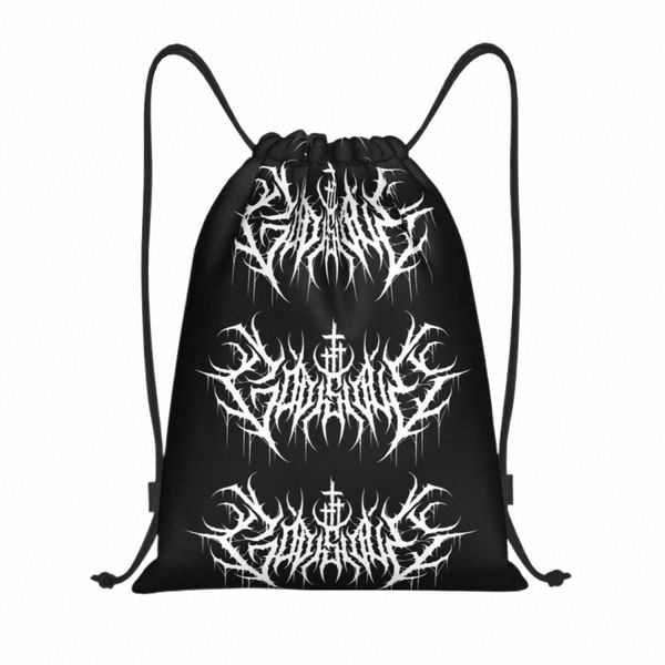 Gott ist Liebe Death Metal Print Draw String Backpack Sports Gymbag für Männer Frauen schwere Rock Geschenktraining Sackpack F1DC#