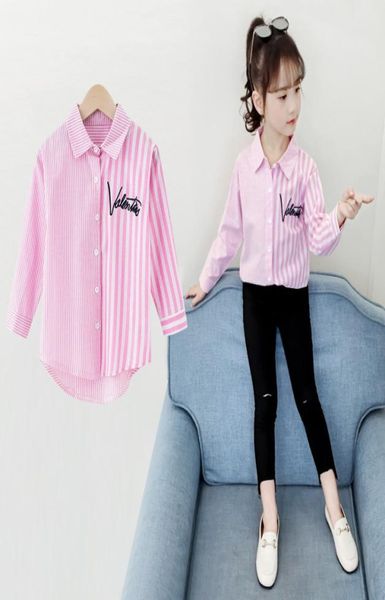 Kız Gömlek Uzun Kollu 2020 Yeni Yaz Çocukları039S Çizgili Gömlek Koreli Versiyon Yabancı Bebek Kız Üst Giysiler 4901348