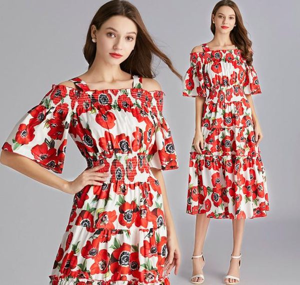 Fashion Floral Sling Lady Dress Summer Big Swing Dress Sweet GIRL GIRLE DREST ASSTEGGIO SEZZA2273163