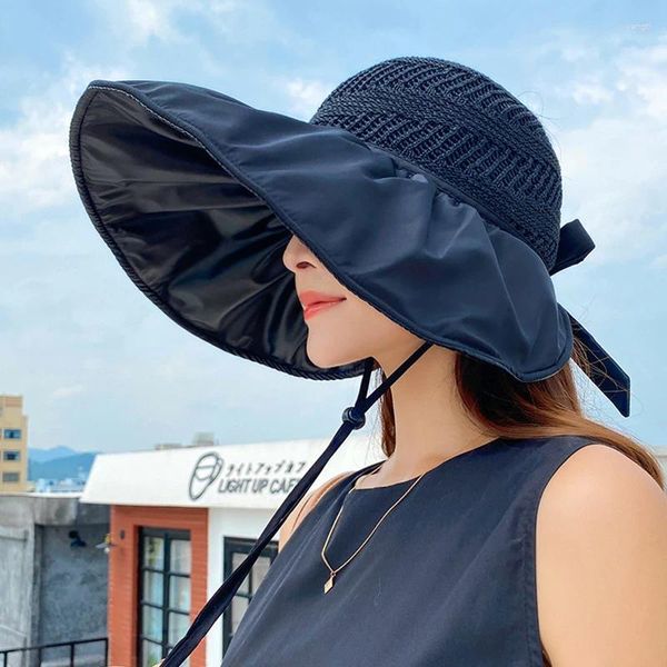 Cappelli larghi Brim Summer Anti-UV grande cappello da sole per donne Mesh Mesh traspirabile Top secchio a esterno Vispe di viaggio da viaggio all'aperto Capo