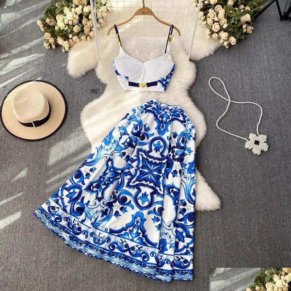 Duas peças Vestido novo Summer praia praia boho férias férias