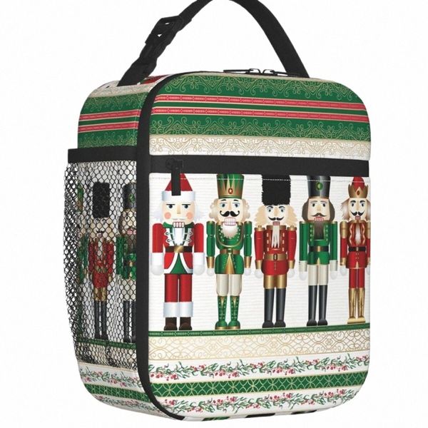 Feliz Natal, lascas de nozes de nozes -nozes soldados do soldado boneca portátil portátil Luncher Lunch Box Travel L7XS#