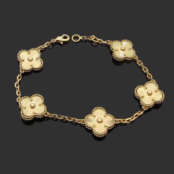 Designerschmuck Luxusarmband Link Kette Vanca Asian Goldschmuck Vierblatt gemustertes Armband Damen Diamantschnalle Geschnitztes Armband