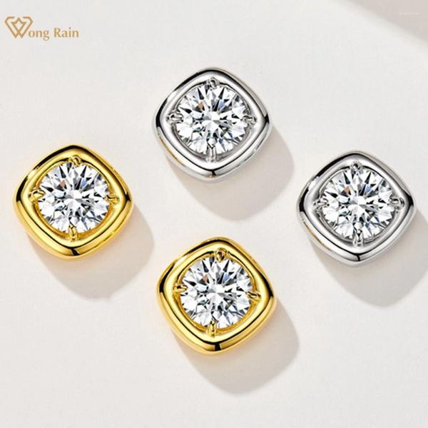 Bolzenohrringe Wong Regen 18 Karat Gold plattiert 925 Sterling Silber Round Cut 6,5 mm Labor Labor Saphir Edelsteinohrohrohrstecker Fein Schmuck Großhandel