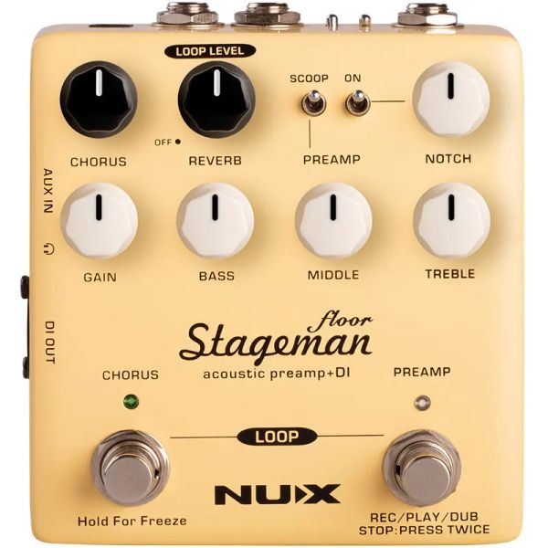 Guitarra nux stagoman piso acústico pré -amplificador di efeito de guitarra com choro reverb congelamento 60s loop para bandolim de violino de guitarra banjo