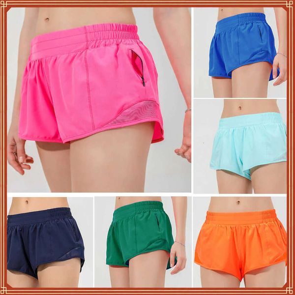 2024 LU-086 Designers shorts de ioga feminino FIT ZIPPER POCKEGO HIGH RESPENDO RÁPIDO SECOMENTE MULHERO ESTILO LONO LONCO BRILHAÇÃO DE GYM BRIPLELY MOVIMENTO CARATO GN568