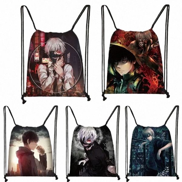 anime kaneki ken tokyo ghoul bowstring borse studente scuola raffreddano mini zaino adolescente da viaggio da viaggio per ragazzi boy bookbag s9mn#