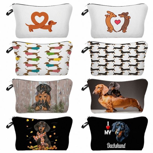 Carto Animal Cause Dog Print Ladies Cosmetic Bag Sag Sag для девочки женские путешествия Портативная сумка для туалетных принадлежностей Eco Makeup M74N#