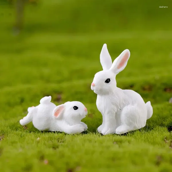 Decorazioni da giardino figurine di conigli bianchi