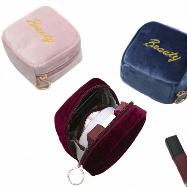 Neuer gestickter Brief Kosmetikbeutel Frauen kleiner Lippenstift -Ohrhörer Sanitär Servietten Aufbewahrungsorganisator Hülle Toiletten Make -up -Taschen V79U##