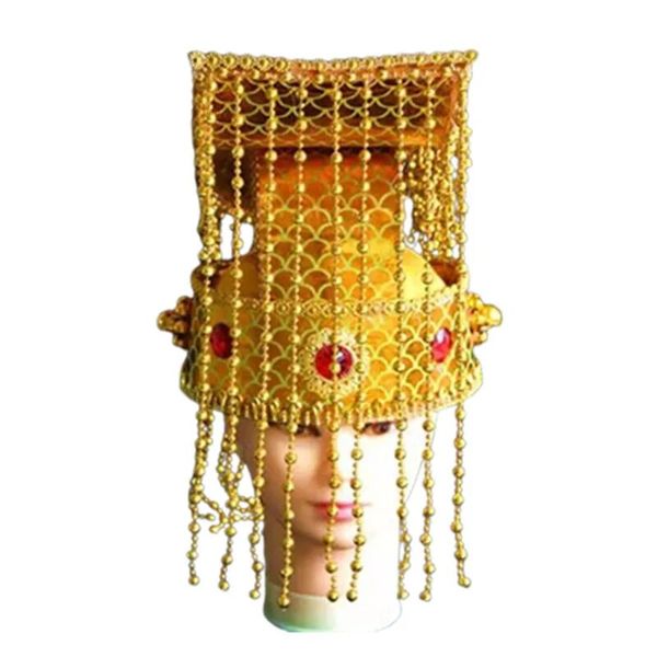 Cappello imperatore cinese dorato per adulti Tang Han Dynasty Vintage L'imperatore di giada dei cappelli cinesi King Cosplay