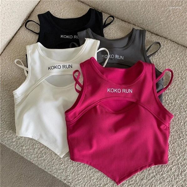 Tanques femininos Spaghetti Strap Camis Bras for Women Skinny Sports Femme Crop Crop Woman Tank Camisoles Y2K Moda Sólida