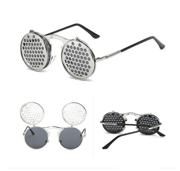 Óculos de sol retro a vapor punk para homens homens espetáculos elegantes da moda Lente Double Camada Lente Mirror Sombra Olhadas