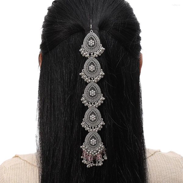 Haarklammern Vintage Luxus Strass Wassertropfen Ornamente Retro Silber Farbe langer Quasten Kopfschmuck Braut Braut Hochzeitszubehör