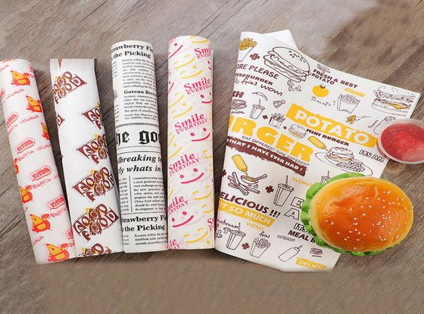100 PCS Yağlı Balmumu Kağıdı Gıda Sargısı Kağıt Ekmek Sandviç Burger Patalaması Pişirme Aletleri Sarma Aletleri Fast Food Özelleştirilmiş Tedarik 9060322