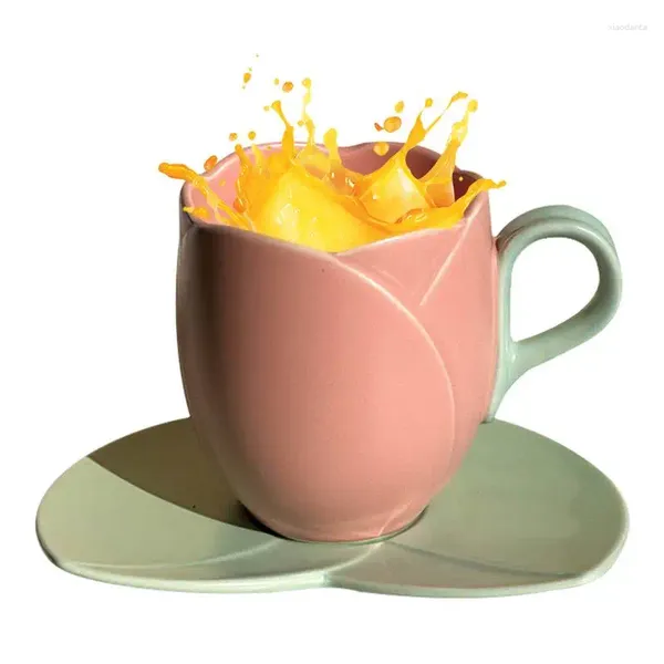 Canecas de caneca de caneca de cerâmica xícaras de flores com xícara para amigos da família