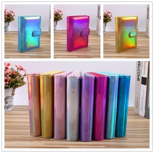 Holographischer A5 A6 PU Leder Notebook Bindemittel Nachfüllbar 6 Ringe Binder Cover Lose Blatt Personal Planer mit Magnetschnalle Clos2932564