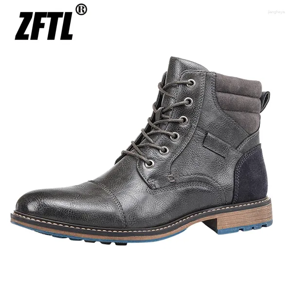 Сапоги Zftl Men Basic Man Casual Tooling Мужской большой размер пустынный вестерн -запад снаружи кружев 2024