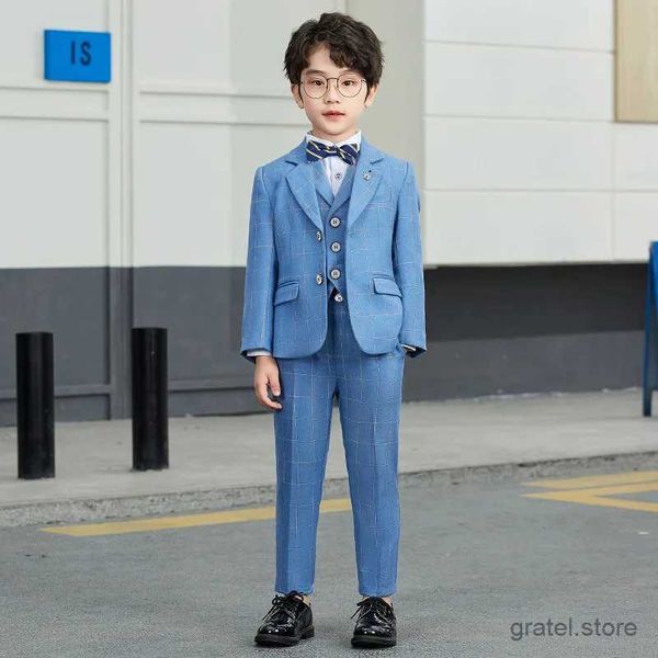 Abiti 2021 Flower Boys Wedding Suit in Inghilterra stile formale smoking a quadro di smoking per bambini Blazer Party Photography Set di abbigliamento per esibizioni in costume