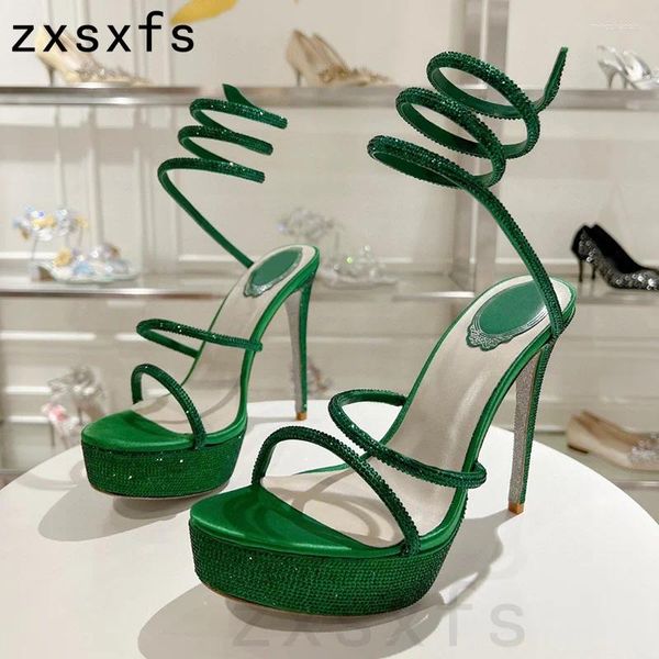 Kleiderschuhe Designer Super High Heels Sandalen Frauen Plattform Leder Open Toe Runway Party Sommer moderner Sandalien Mujer