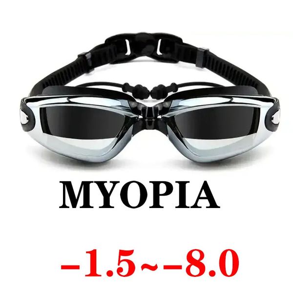Óculos de miopia adultos Óculos de piscina profissional de micopia anti nevoeiro homens homens ópticos óculos à prova d'água por atacado 240416