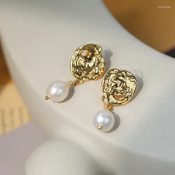 Orecchini a pennagliere in ottone a piacimento dorato retrò con pedante naturale per perle barocce eleganti gioielli di lusso classici per donne