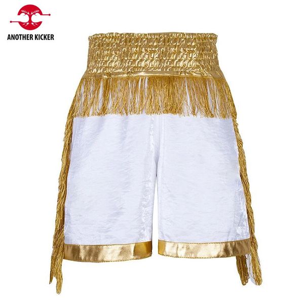 Shorts de boxe homens homens crianças Muay Thai Gold Tassels Combat CrossFit lutando calças de kickboxing Arts MMA Roupas 240402