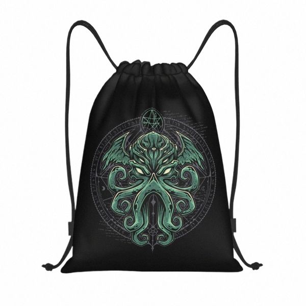 Great Cthulhu Drowstring Backpack Bags Women Men Film Horror leggero Lovecraft Gym Sports Sackpack Sacks per l'allenamento 16LR#