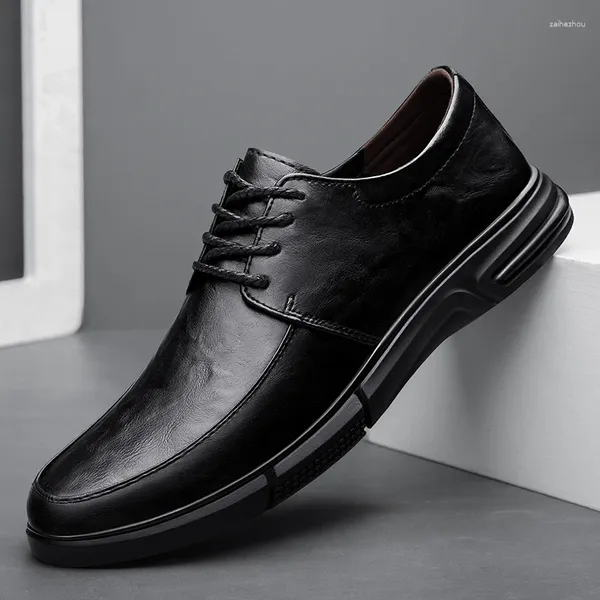 Sapatos casuais Men Lace Up Oxfords Classic Classic Business Office Wedding Wear Wear elegante Zapatos de couro genuíno