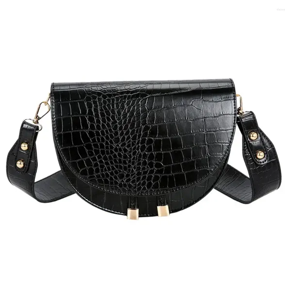 Bolsas de ombro Padrão de crocodilo de luxo Crossbody for Women Meio Round Messenger Bolsa de couro PU Bolsas de couro SAC PRINCIPAL FEMME