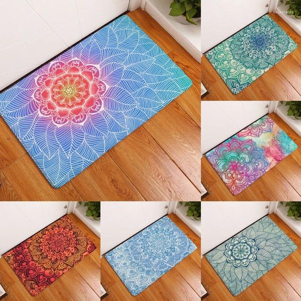 Teppiche anpassbare Bodenmatte Mandala Bunte Blumen Schlafzimmer Eingangstür Anti-Rutsch Wohnzimmer kleines Teppich Familienbett