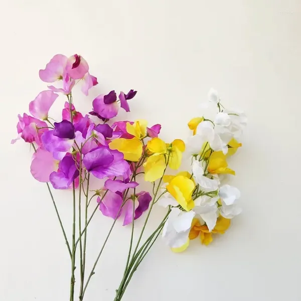 Dekoratif Çiçekler 77cm Nordic Bezelye Çiçek Şubesi İpek Yapay Düğün Ev Dekorasyon Gelin Flores