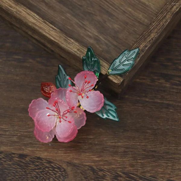 Haarclips Pfirsichblütenclip Chinesische Hanfu -Accessoires für Mädchen rosa Blumen Haarnadel Cheongsam Dekor Barrettes Vintage Tiaras