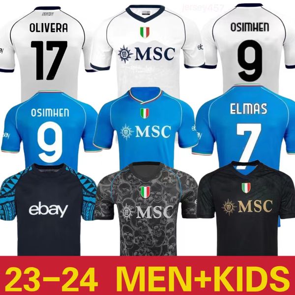 2023 2024 Napoli Soccer Jersey Naples Shirt da calcio 23 24 Zielinski Koulibaly Mertens Maglietta Insigne Man Uniform Shirt da calcio Osimhen Kit Kit Kvaratskhelia