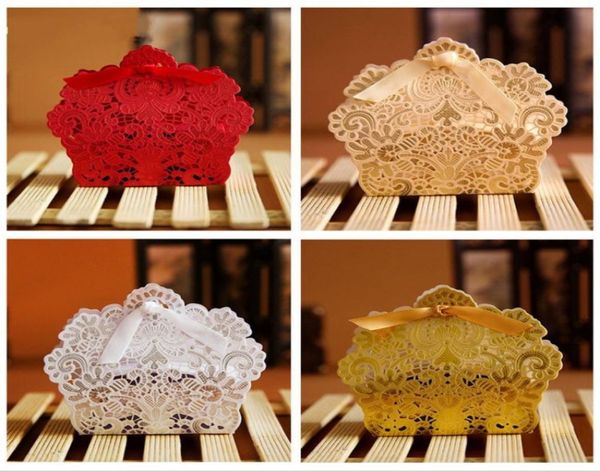 Laser Cut Lace Flor Branco Gold Candy Candy Party Wedding Party Sweets Candy Gift Favor Favors Boxes3862767