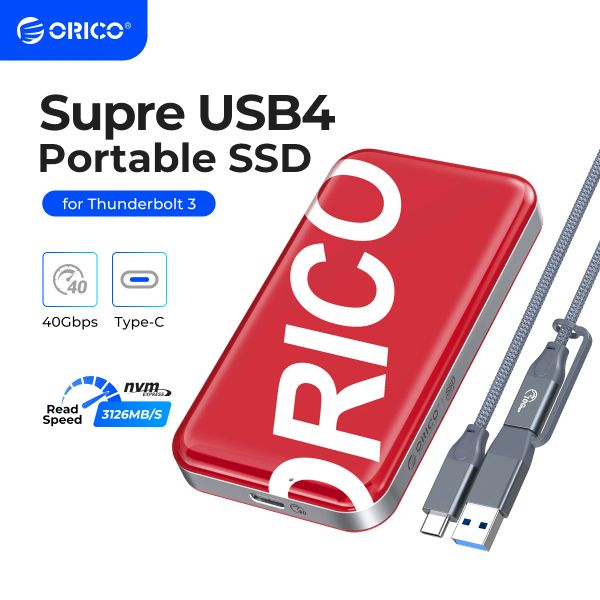 Приводы ORICO SUPRE USB4 PORTABLE SSD 3100 МБ/с Внешний твердотельный привод 2 ТБ 1 ТБ 512 ГБ USB 3.2 GEN 2 Тип C PSSD для ноутбуков для ноутбуков