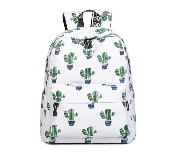 Mochilas brancas de moda para meninas adolescentes cactus mochila feminina laptop mochila à prova d'água bolsa de ombro da escola de estudante Backpac3801288