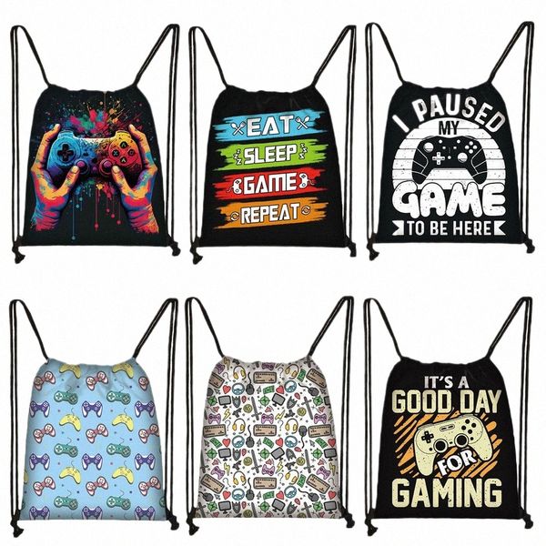 L parou no meu jogo para estar aqui Bolsas de armazenamento de gamepad para estampas para fãs de videogames de videogames backpack adolescente bookbag presente q4gq#