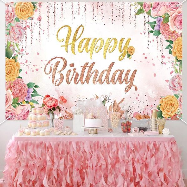 Party -Dekoration 150x100cm rosa Blumenwand PO Hintergrund Hochzeit Brautdusch Pofral Geburtstag Kulisse für Mädchen Dekor Requisiten