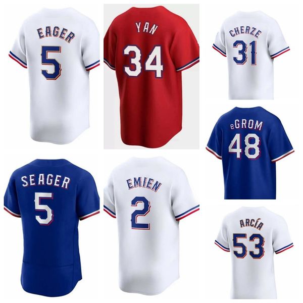 S-4xl Jacob DeGrom Texas 2024 Campeões da World Series campeões Baseball Jerseys Corey Seager Marcus Semien Adolis Garcia Nolan Ryan Max Scherzer Mulheres Juventude Mulheres Juventude