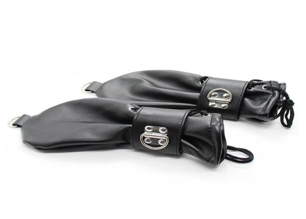 FashionionOft Leather Fist Mitts Luvas com fechaduras Andrings Restração de mão Mitte